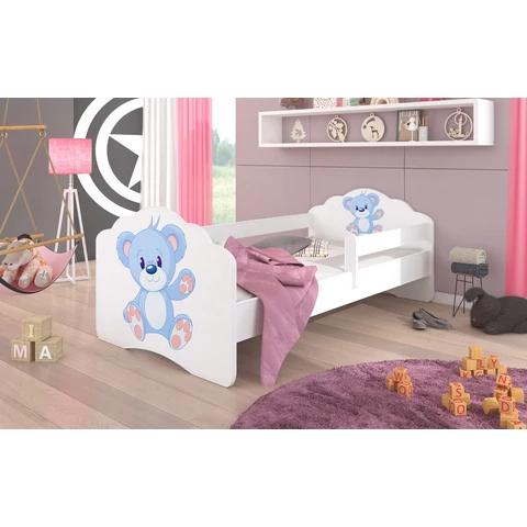 Ágy matraccal és korláttal CASIMO BLUE BEAR 140x70