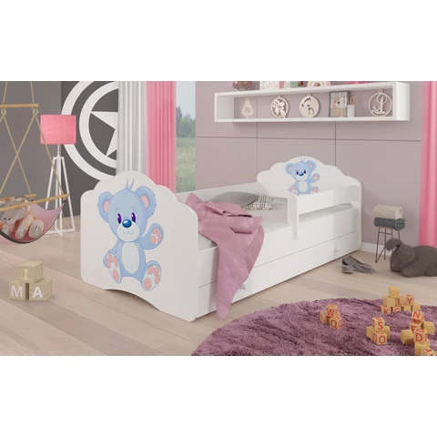 Ágy matraccal, korláttal és fiókkal CASIMO BLUE BEAR 160x80