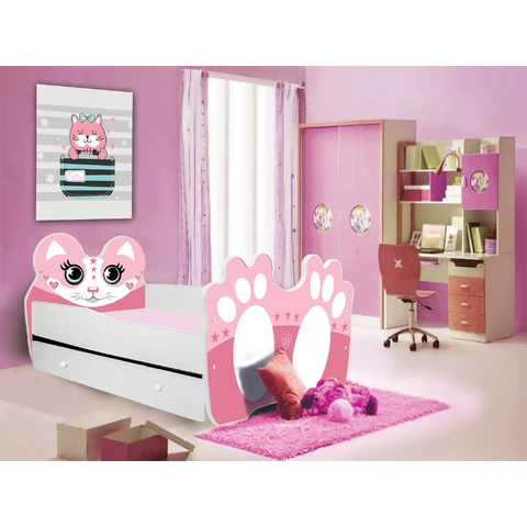 Ágy matraccal és fiókkal BEAR PINK 140x70