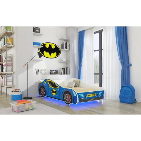 LED BATCAR matraccal és világítással 140x70 ágy