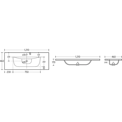 Bútormosdó, egymedencés Umywalki Meblowe, 121 cm