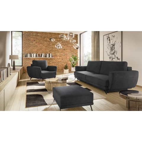 Megis 3f, 1f, pouf lounge ülőgarnitúra szett, fekete