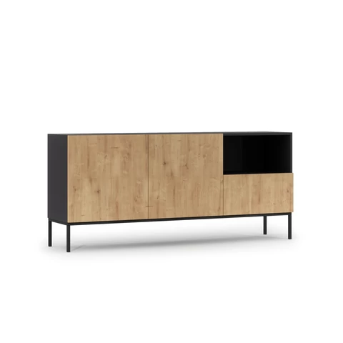 Lanzzi 180 komód fekete matt, artisan oak komód, fekete