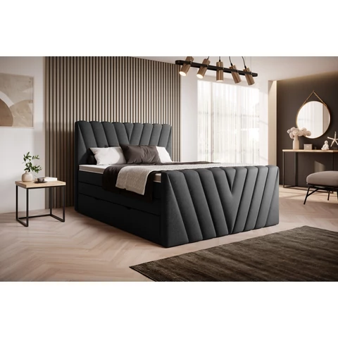 Candice 140x200 boxspring ágy  fekete