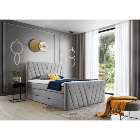 Candice 140x200 boxspring ágy  szürke