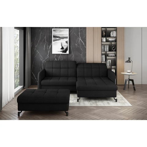 Sarok lorelle + pouf lounge ülőgarnitúra szett, fekete