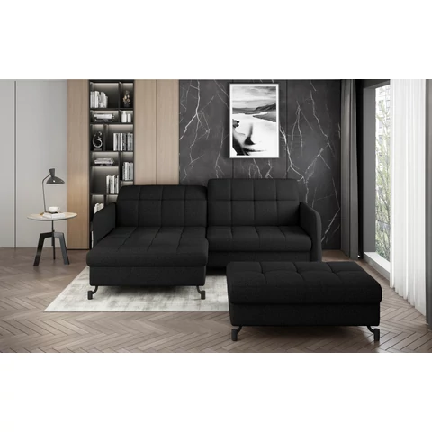 Sarok lorelle + pouf lounge ülőgarnitúra szett, fekete