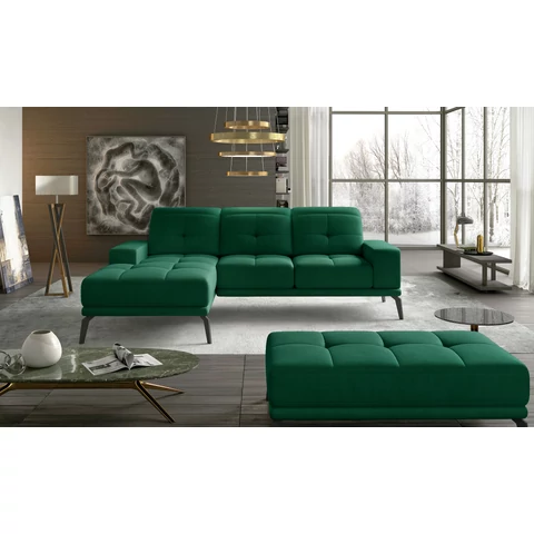 Corner torrense + pouf lounge ülőgarnitúra szett, sötétzöld