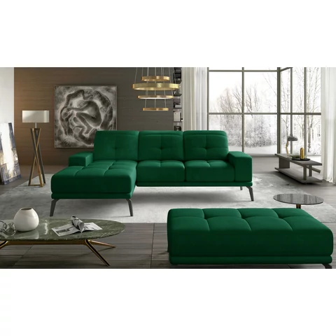 Corner torrense + pouf lounge ülőgarnitúra szett, sötétzöld