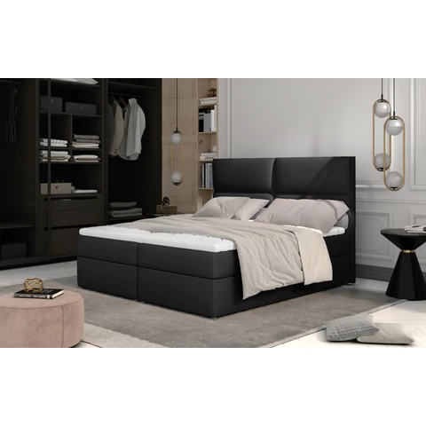 Borostyán 185x210 boxspring ágy  fekete
