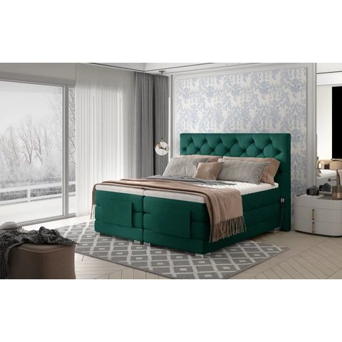 Lóhere 140x200 boxspring ágy  sötétzöld