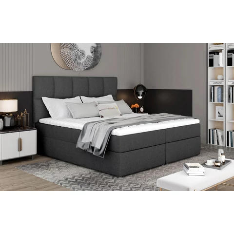 Fényes 145x210 boxspring ágy  sötétszürke
