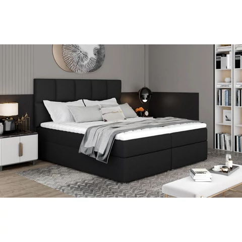 Fényes 145x210 boxspring ágy  fekete