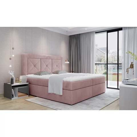 Idris 140x200 boxspring ágy  rózsaszín