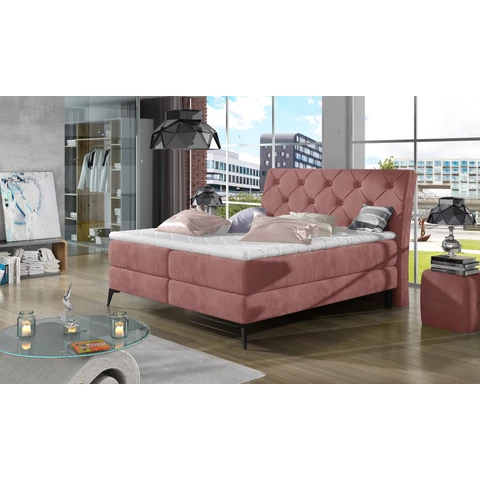Laosz 140x200 boxspring ágy  rózsaszín
