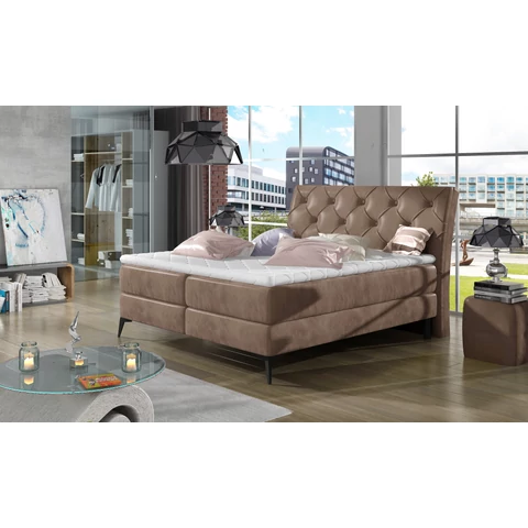Laosz 160x200 boxspring ágy  világosbarna