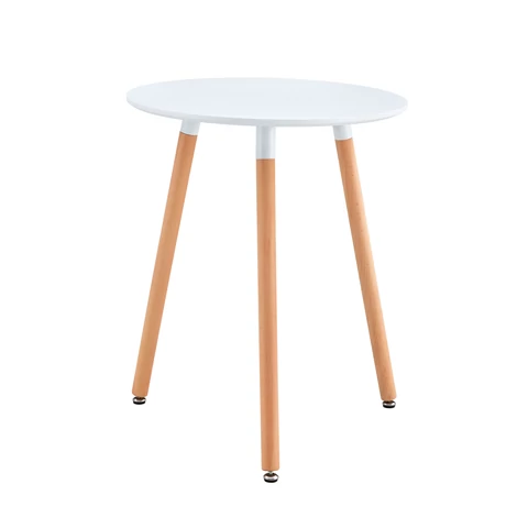 Étkezőasztal, fehér/bükk, átmérő 60 cm, ELCAN NEW TYP 1