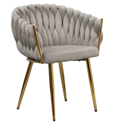 Étkezőszék, szürkésbarna Taupe Velvet szövet/gold króm arany, DEILA