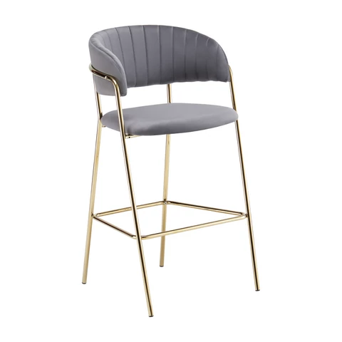 Design bárszék, szürkésbarna Velvet szövet/gold króm arany, DASMIN TYP 2