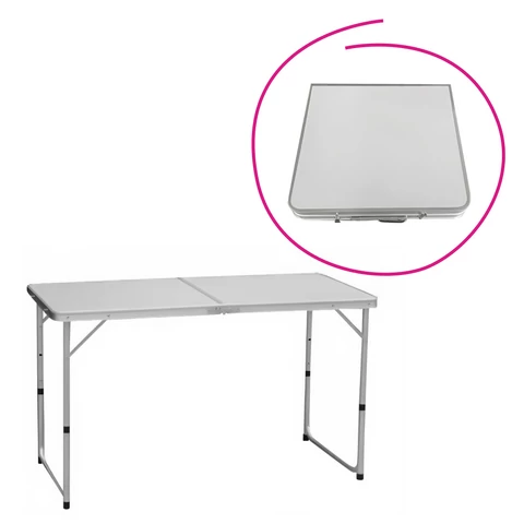 Összecsukható kempingasztal, 120 cm, alumínium/MDF, KEPI TYP 1