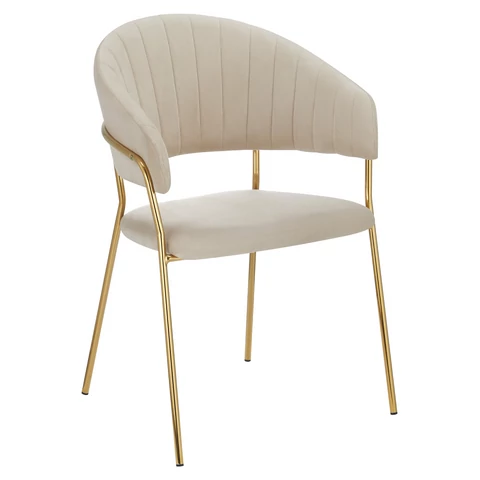 Design étkezőszék, bézs Velvet szövet/gold króm arany, DASMIN NEW TYP 1