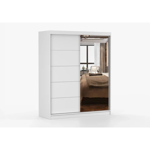 Bono 05 Gardrób 160 cm | Fehér | Fehér tükörrel