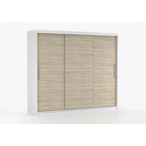 Alba II Gardrób 250 cm | Fehér | Sonoma Tölgyfa | Világítás nélkül