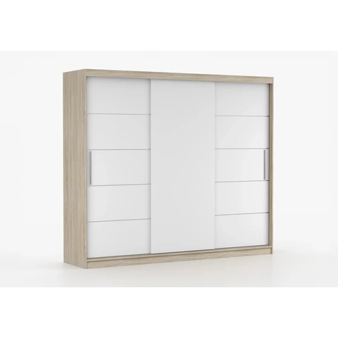 Alba II Gardrób 250 cm | Sonoma Tölgyfa | Fehér | Világítás nélkül