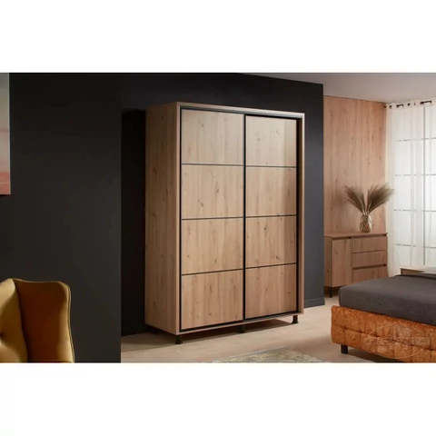 Tolóajtós gardróbszekrény TORINO 1.2 m Bútorlap tölgy