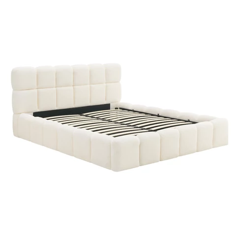 Ágy 160x200 MURCJA tárolóval Krémszínű Boucle