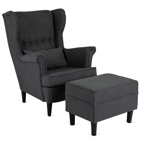EVAN 2 Lounge Fotel Lábtartóval Sötétszürke