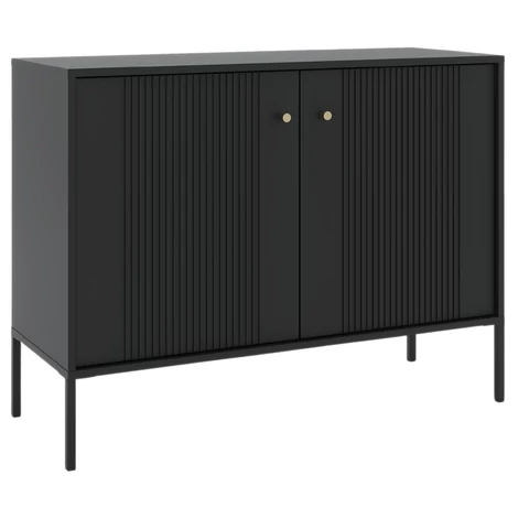 SOFT Fiókos Komód 104 cm Kétajtós Bordázott Fekete