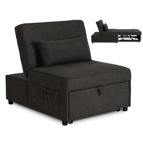 IBERIS 80 cm-es dönthető fotel alváshoz, fekete