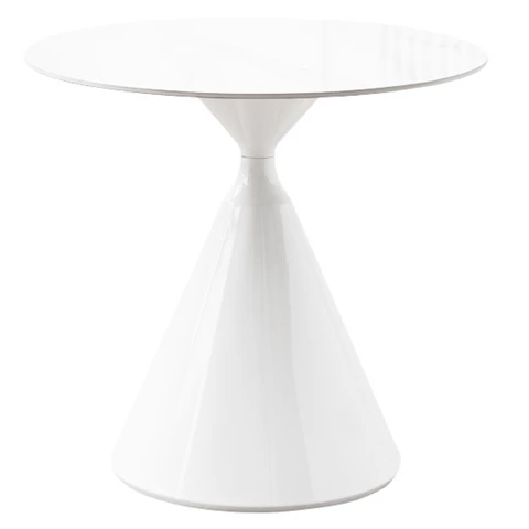 Étkezőasztal, világos márvány/fehér, átmérő 80 cm, VALER
