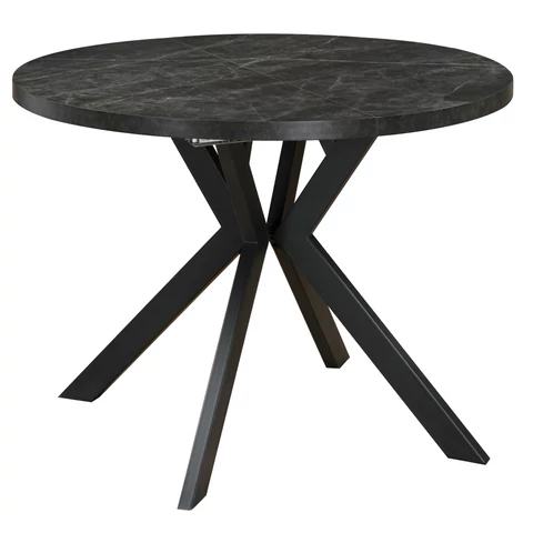 Kihúzható étkezőasztal, sötét beton/fekete, 100-250x75,5 cm, LUKOS
