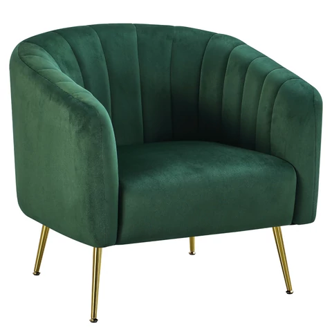 Design fotel, sötétzöld Velvet szövet/gold króm-arany, BAGY