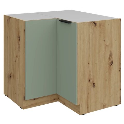 Alsó sarokszekrény, aquamarine/artisan tölgy, ARSANY 90x90 DN 2F BB
