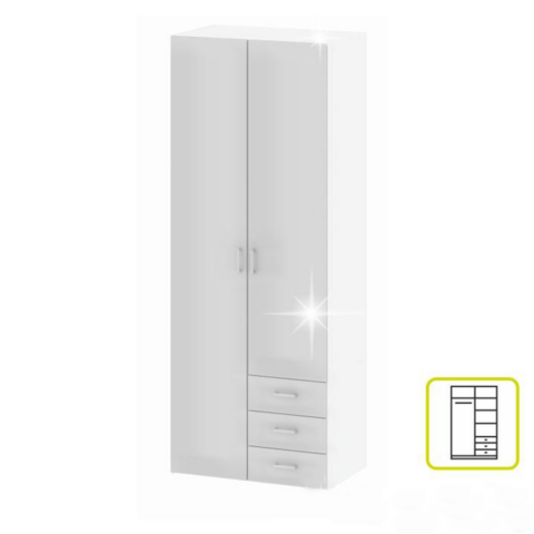 2-ajtós szekrény fehér extra magas fényű HG GWEN 70425
