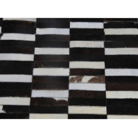Luxus bőrszőnyeg barna  fekete fehér patchwork 120x180 bőr TIP 6