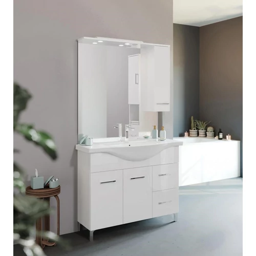 Smart 85cm-es két ajtós, két fiókos fürdőszobaszekrény, mosdóval 