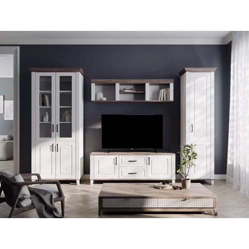 Kandy vitrin Reg2D2W alpesi fehér/sötét tölgy