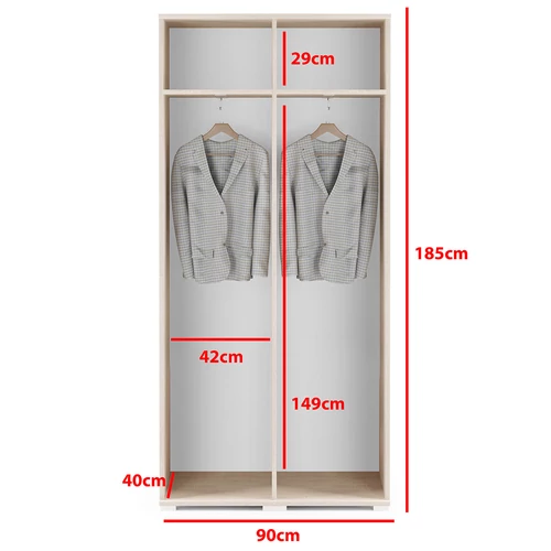 Blum - Amelia 90 előszoba szekrény artisan/fekete méret rajz