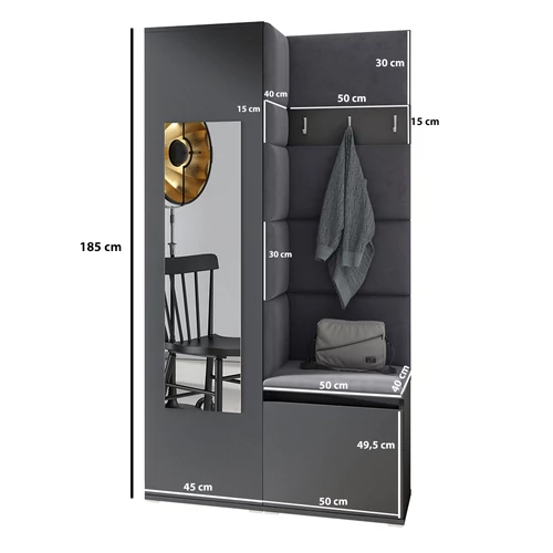 Blum 13 kárpitozott előszobafal tükörrel