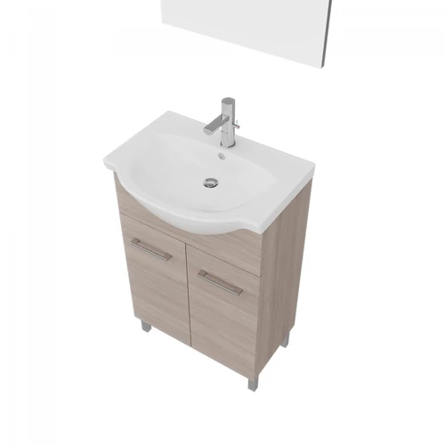 Elegáns kétajtós megoldás a WC-edbe.  Rubino mosdóval kombinálva  55cm-es fehér tölgy szekrény.