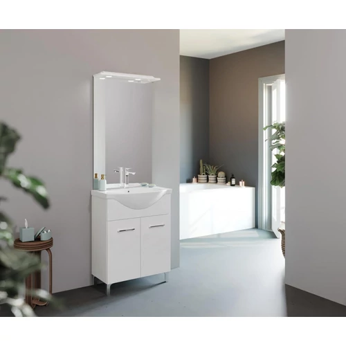 Smart 85cm-es két ajtós, két fiókos fürdőszobaszekrény, mosdóval 