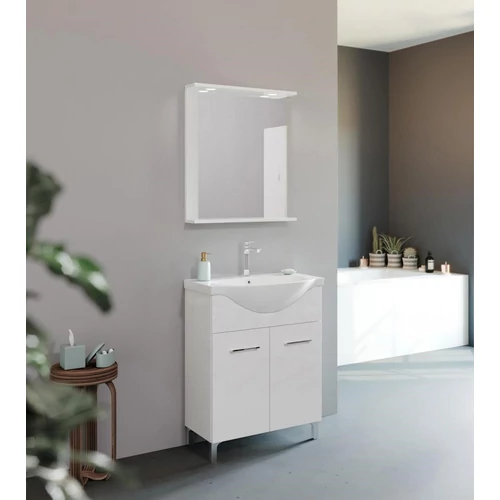 Smart 85cm-es két ajtós, két fiókos fürdőszobaszekrény, mosdóval 