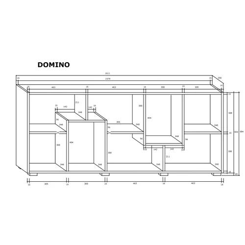 DOMINO könyvespolc világos sonoma