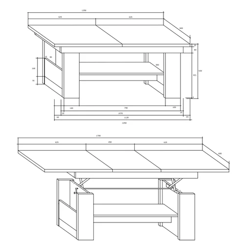Elegáns design  craft kivitelű dohányzóasztal aranytölgy színben.  MAXIMUS dohányzóasztal craft fehér színben