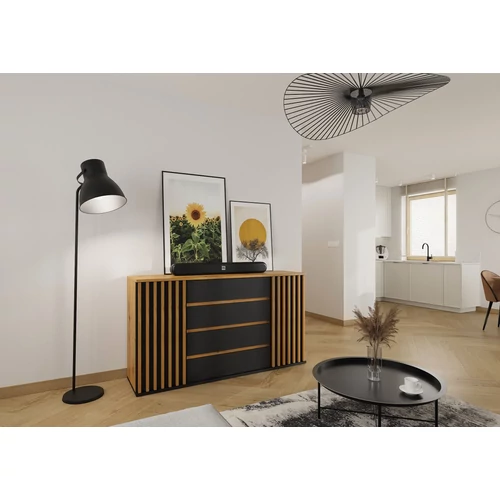 Elegáns design  modern megjelenés.  NAIROBI 2F4S komód - fekete színben