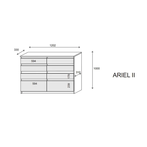 Ariel 2 wenge/fehér színű komód képe